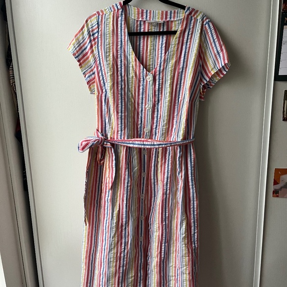 Rainbow Stripe Button Up Wrap Dress, Woman Within, size 20W - Picture 1 of 7
